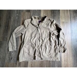 Gloria Vanderbilt Utility Jacket Women XXL 20 Tan Khaki Cinched Waist Full Zip‎